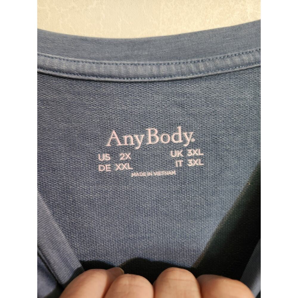 AnyBody Sweatshirt Round Neck Loose Fit Fleece Blue sz 2X - Picture 4 of 8